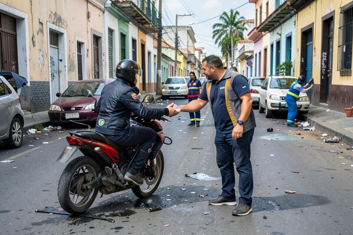 Personas recibiendo asistencia después de un accidente de tránsito en Colombia